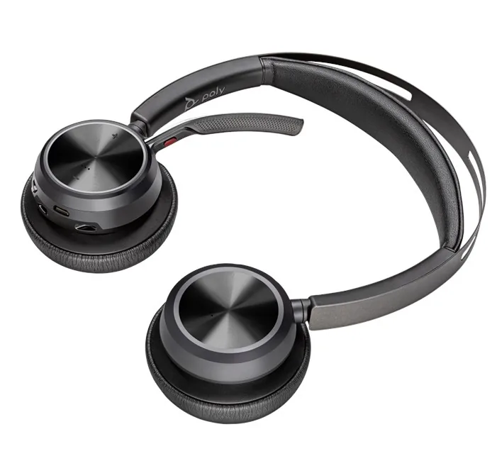 Poly Voyager Focus 2 Mikrofonlu Stereo Kulaklık yandan ya da arkadan görünüm