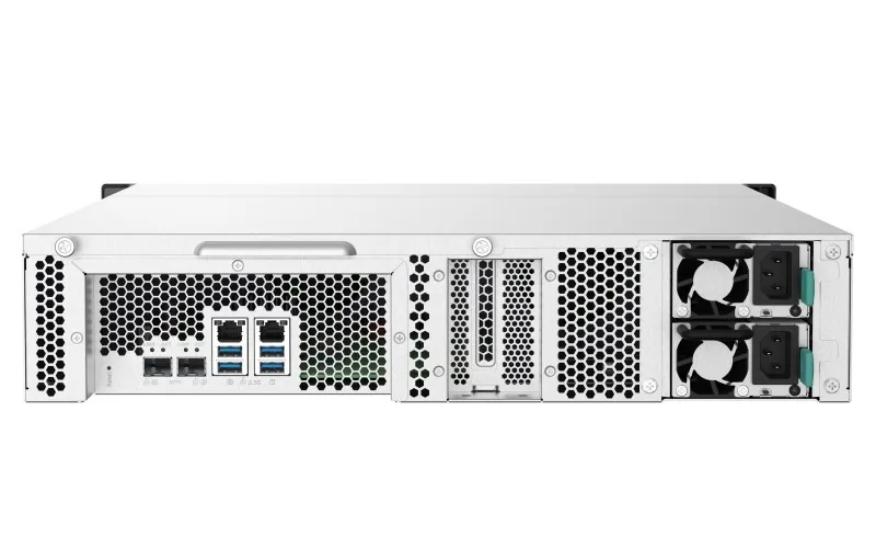 QNAP TS-1232PXU-RP-4G Rack NAS 2U yandan ya da arkadan görünüm
