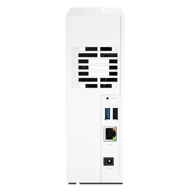 QNAP TS-133-2GB Tower NAS yandan ya da arkadan görünüm